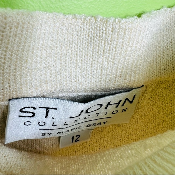 ST. JOHN 3 piece set Elegant Cream zip double breasted Jacket, skirt, blouse - Picture 12 of 13